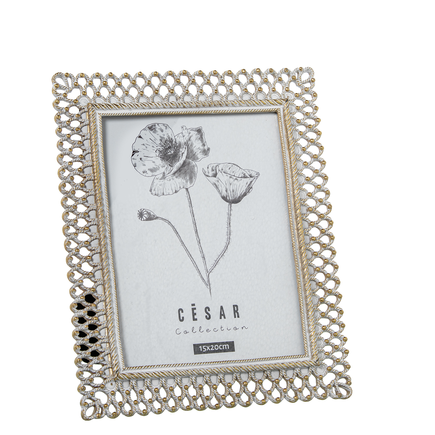 PORTAFOTOS RESINA 15X20CM DORADO CALADO