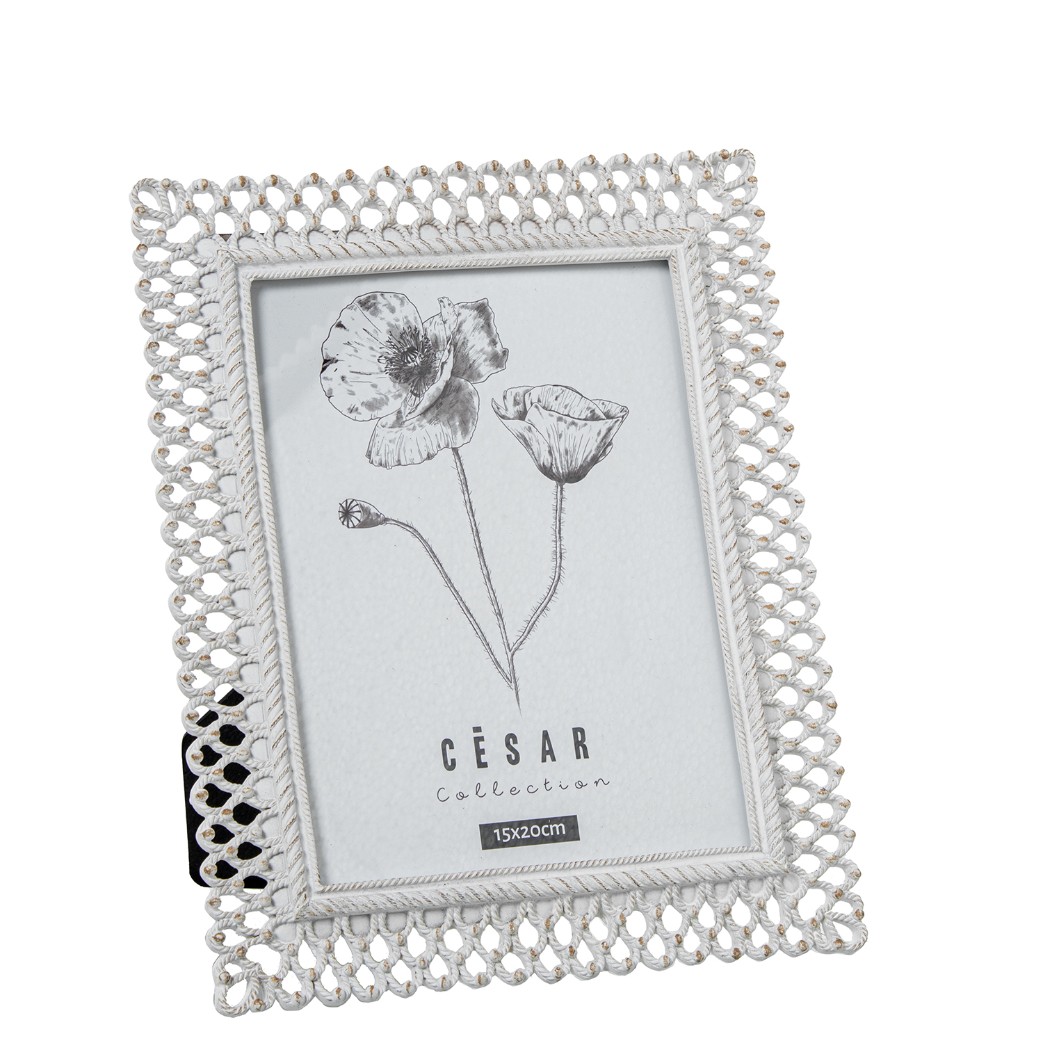 PORTAFOTOS RESINA 15X20CM BLANCO CALADO