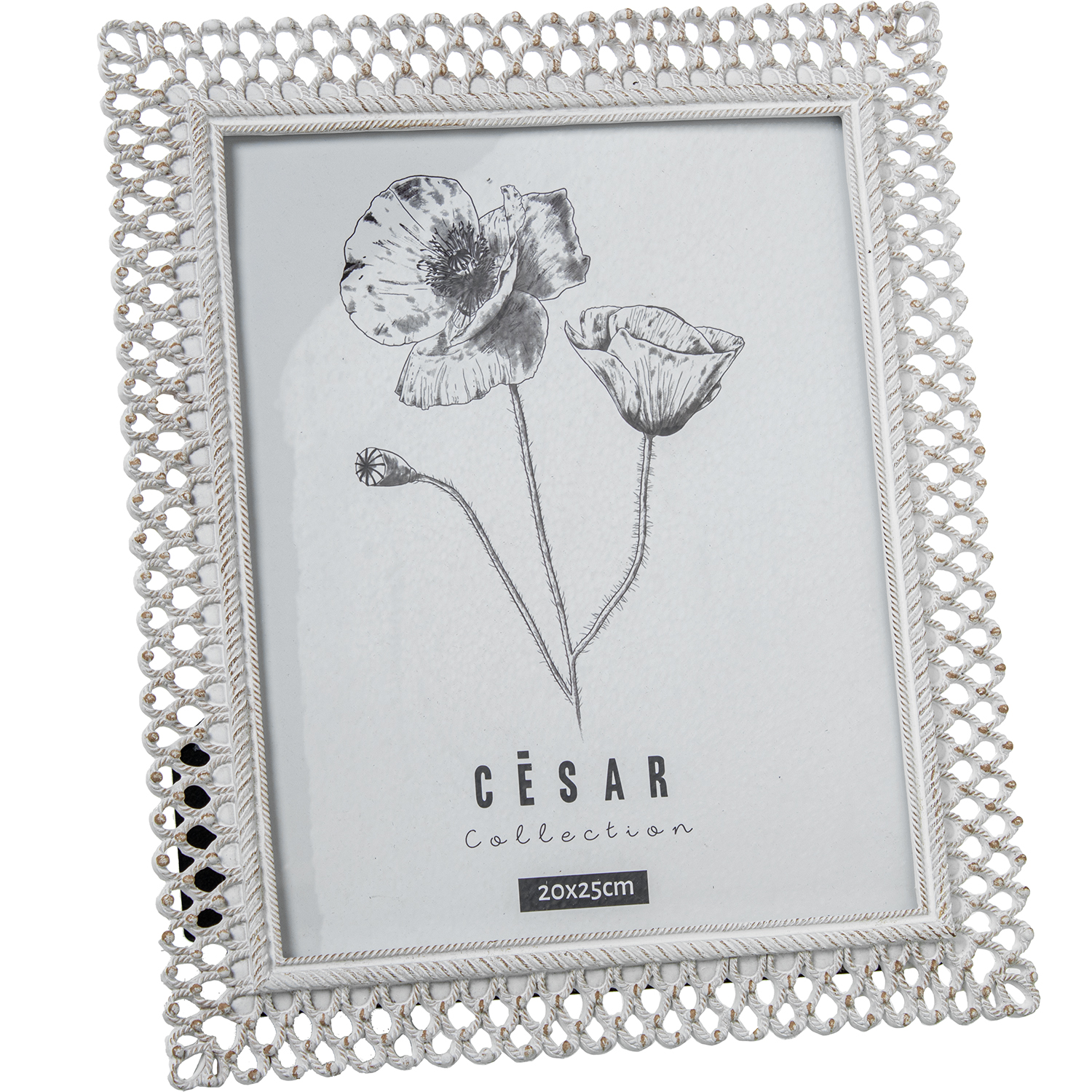 PORTAFOTOS RESINA 20X25CM BLANCO CALADO