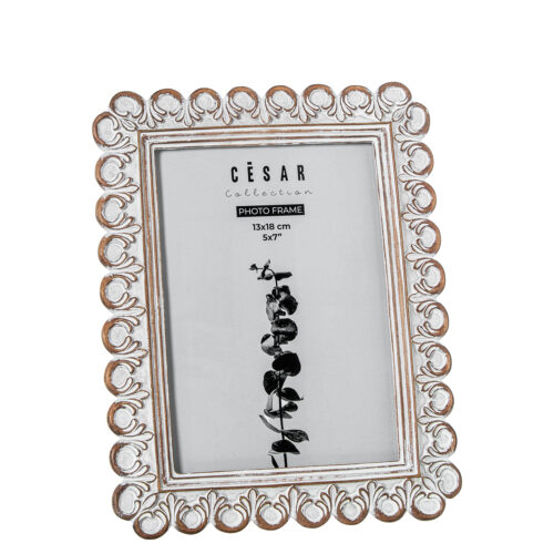 PORTAFOTOS RESINA 13X18CM BLANCO ENVEJECIDO