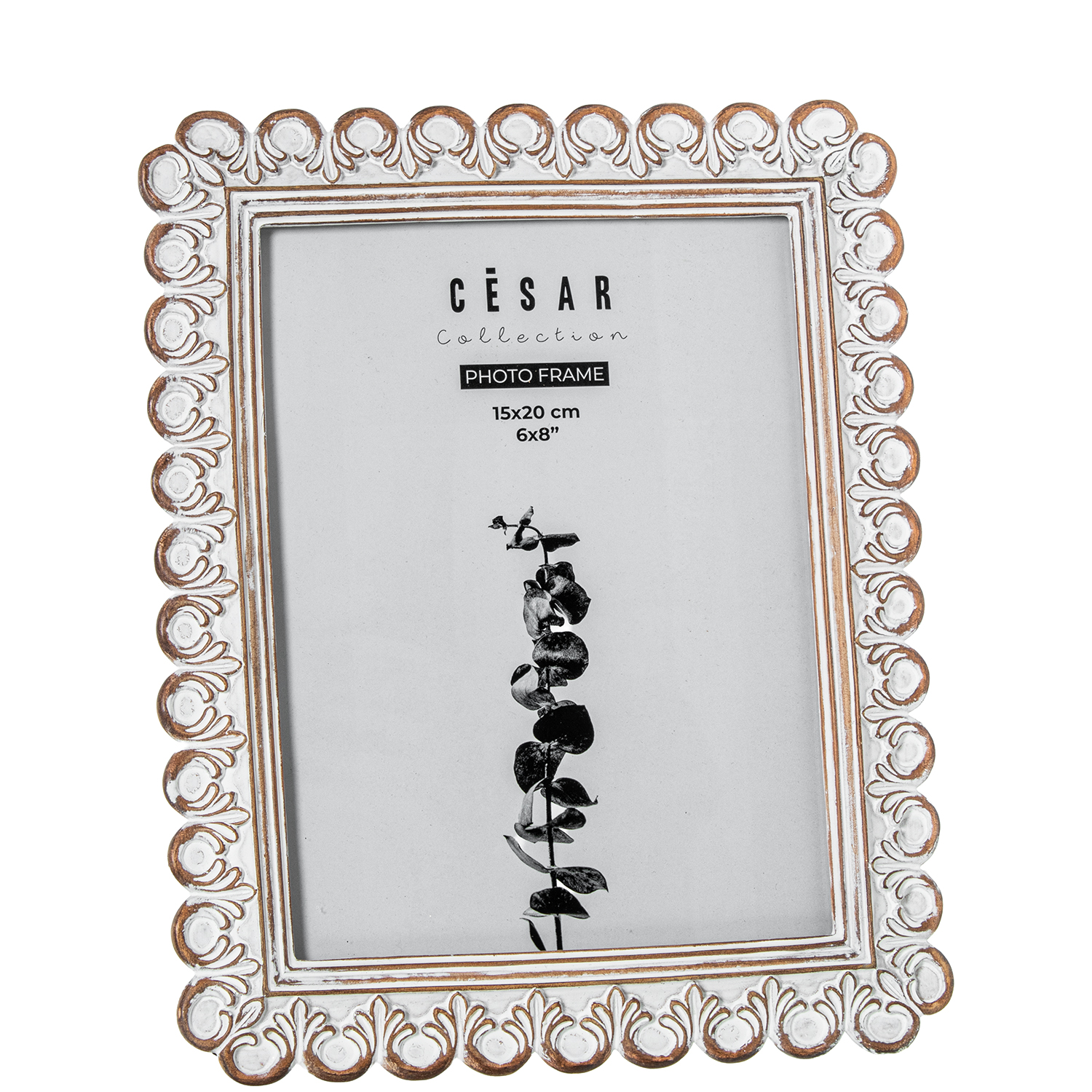 PORTAFOTOS RESINA 15X20CM BLANCO ENVEJECIDO