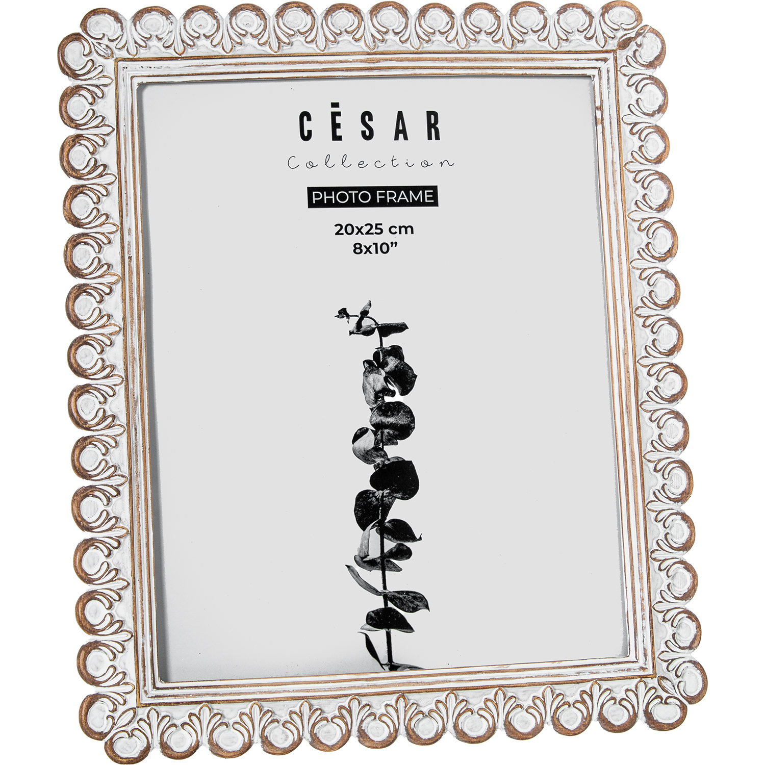 PORTAFOTOS RESINA 20X25CM BLANCO ENVEJECIDO