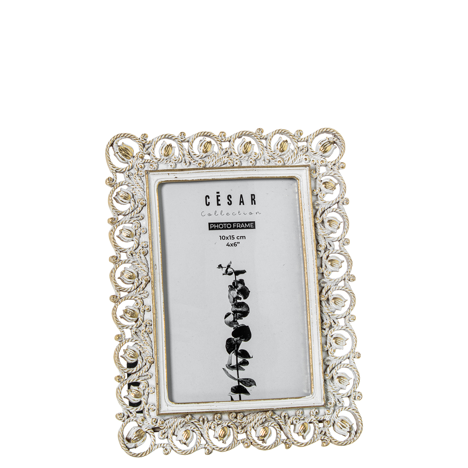 PORTAFOTOS RESINA 10X15CM DORADO