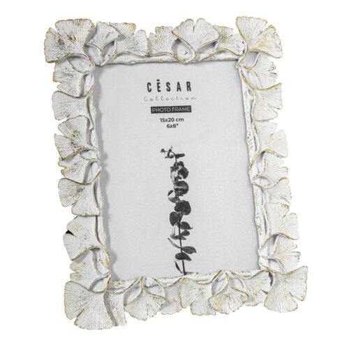PORTAFOTOS RESINA 15X20CM BLANCO/DORADO