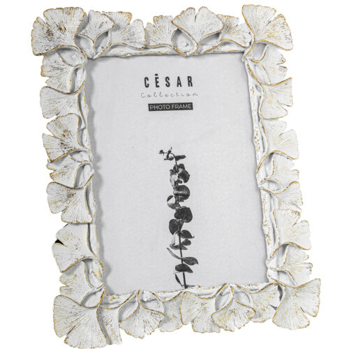 PORTAFOTOS RESINA 20X25CM BLANCO/DORADO