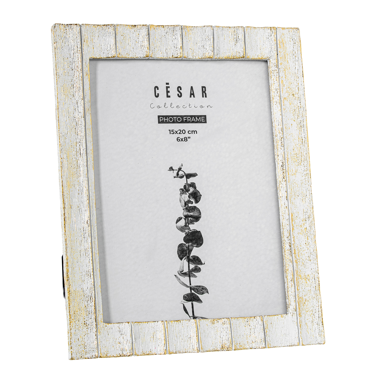 PORTAFOTOS RESINA 15X20CM BLANCO/DORADO