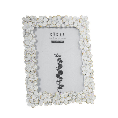 PORTAFOTOS RESINA 13X18CM BLANCO/DORADO