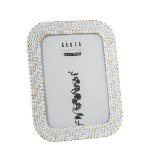 PORTAFOTOS RESINA 13X18CM BLANCO/DORADO