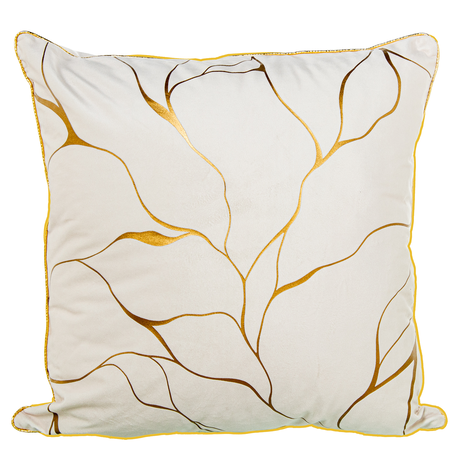 COJÍN 45X45CM TERCIOPELO CREMA00% ALDOGÓN C/BORLAS