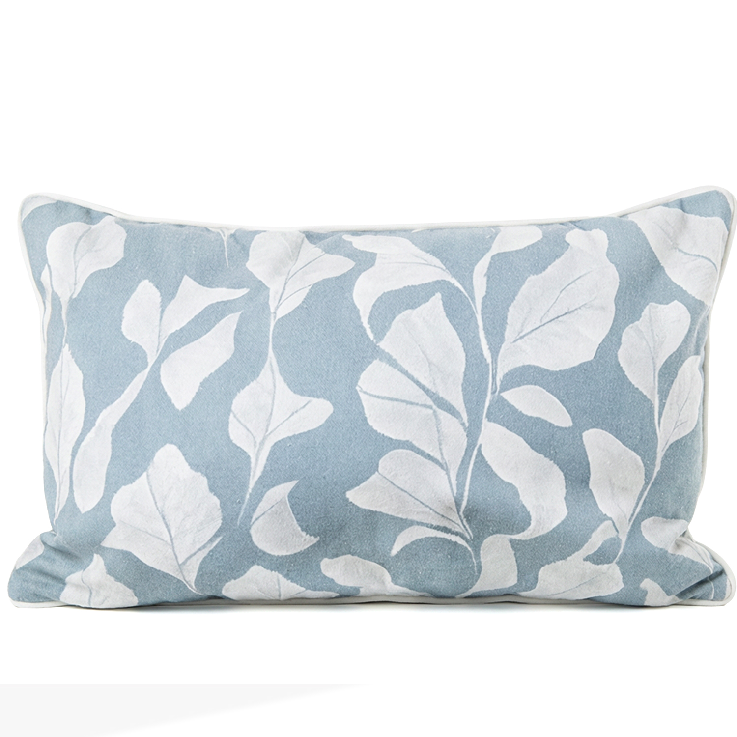 COJÍN 50X30CM 80% POLIÉSTER 20% ALGODÓN AZUL DECORADO