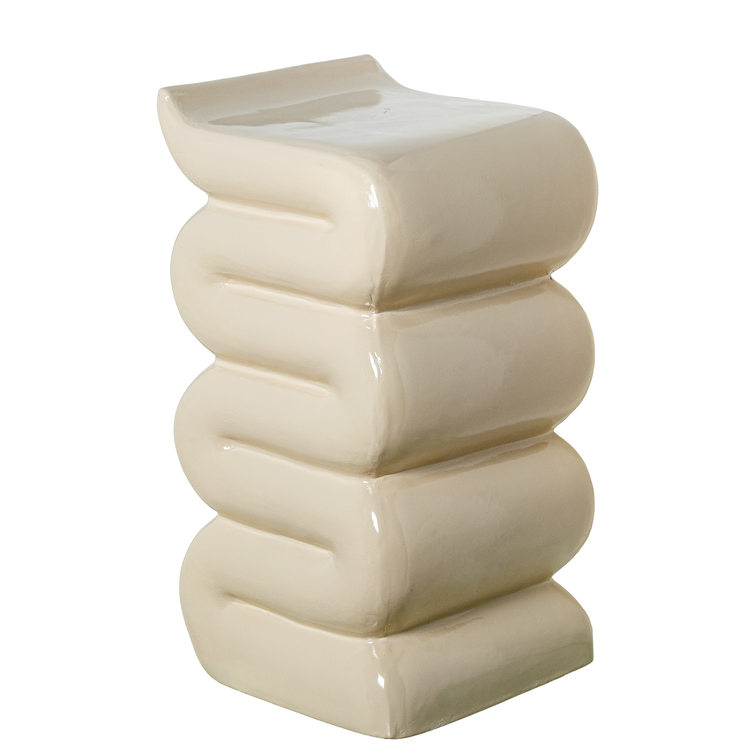 MESA AUXILIAR FIBRA DE VIDRIOCREMA BRILLO