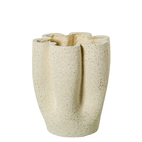 JARRÓN FIBRA DE VIDRIO CREMA BBLANCO ACABADO CEMENTO