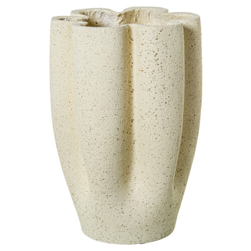 JARRÓN FIBRA DE VIDRIO CREMA BRILLO ACABADO CEMENTO