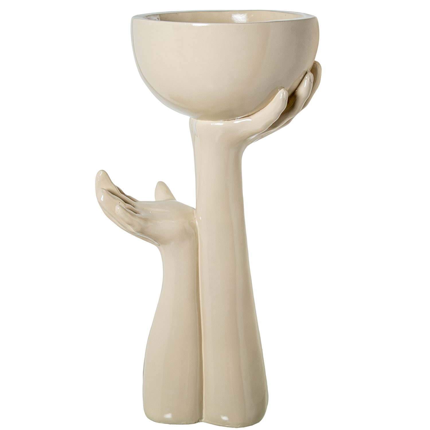 MACETERO C/PIE FIBRA DE VIDRIOBLANCO ACABADO CEMENTO