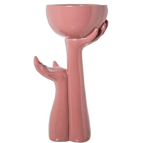 MACETERO C/PIE FIBRA DE VIDRIO 83CM VERDE BRILLO