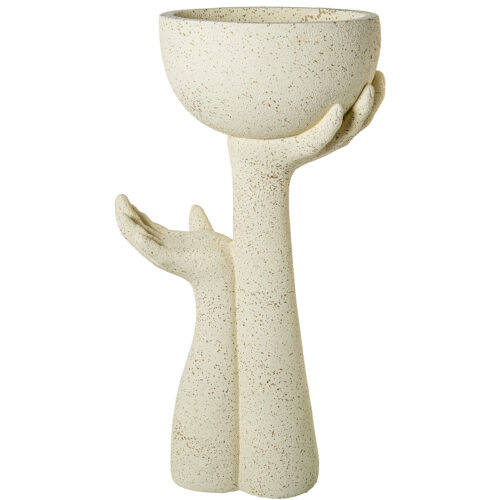 MACETERO C/PIE FIBRA DE VIDRIO 83CM GRIS ACABADO CEMENTO