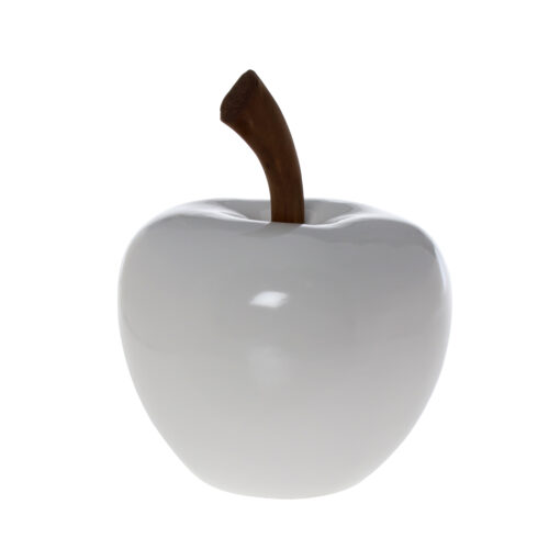 FIGURA MANZANA CERÁMICA BLANCO