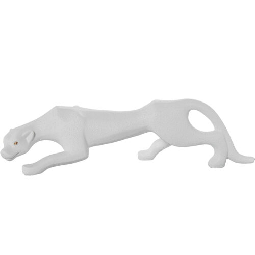 FIGURA PANTERA CERÁMICA 60CM B BLANCO ARENA/DORADO