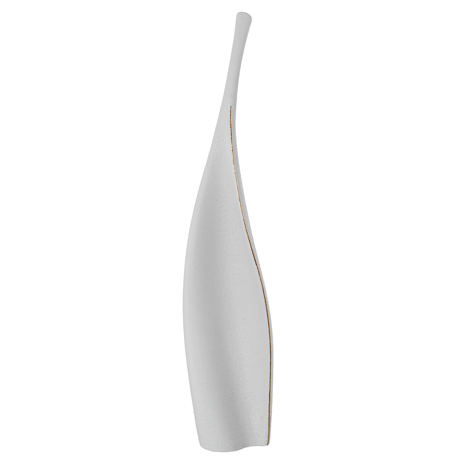 JARRON CERAMICA 76CM HOJA BLANCO/ORO ACABADO ARENA
