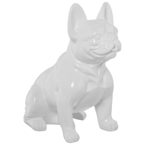 FIGURA CERÁMICA PERRO SENTADOANCO ARENA/ORO