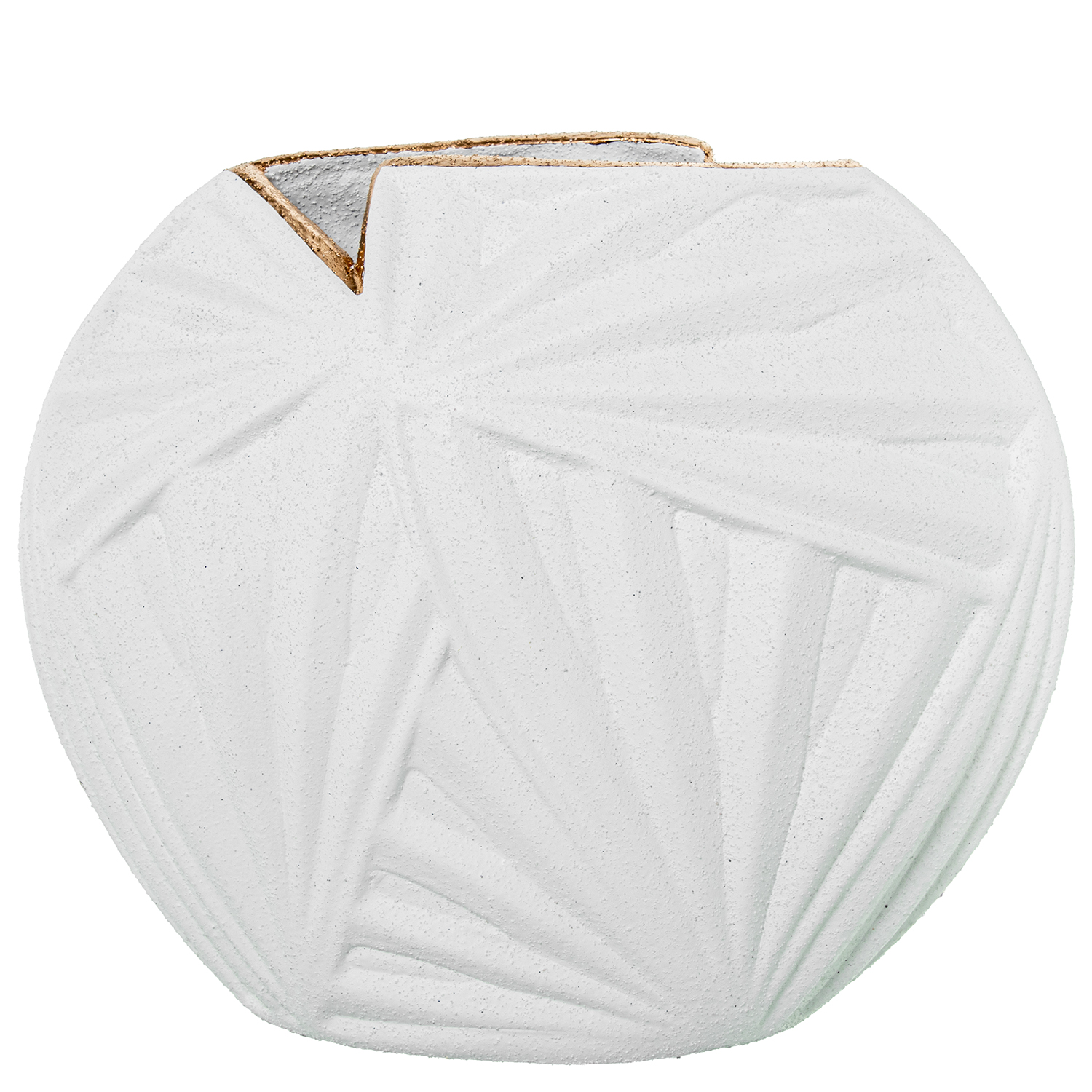 JARRON PALMERA 28CM CERAMICA BA BLANCO ARENA/ORO