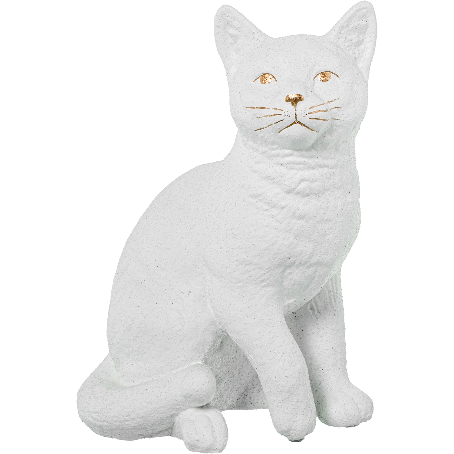 FIGURA GATO CERAMICA 27CM BLANRAMICA BLANCO ARENA/ORO
