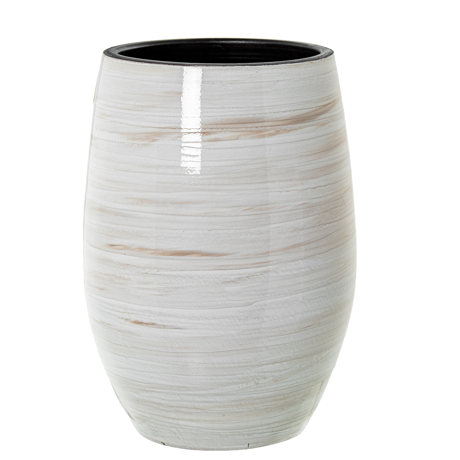 JARRÓN CERÁMICA 60CM BLANCO/BEIGE BRILLO