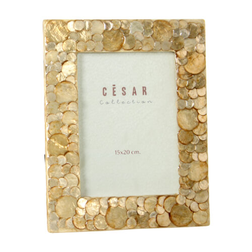 PORTAFOTOS NACAR 15X20CM CIRCULOS TOSTADO