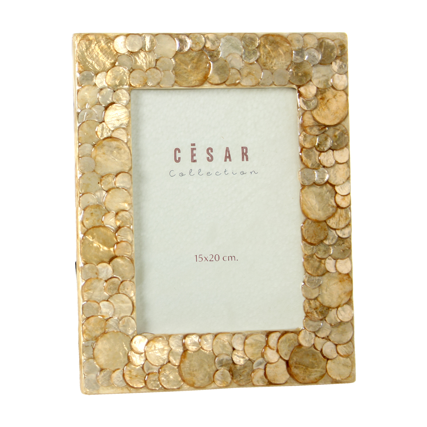 PORTAFOTOS NACAR 15X20CM CIRCULOS TOSTADO