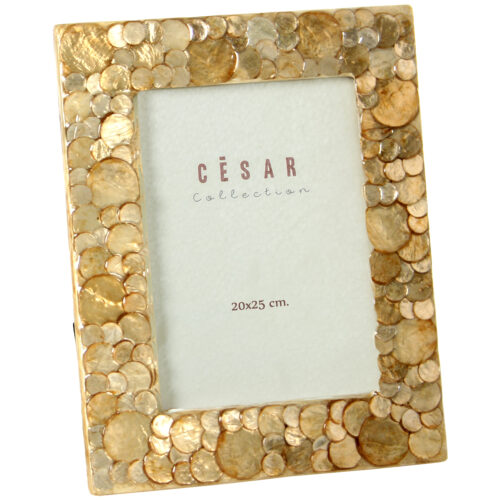 PORTAFOTOS NACAR 20X25CM CIRCULOS TOSTADO