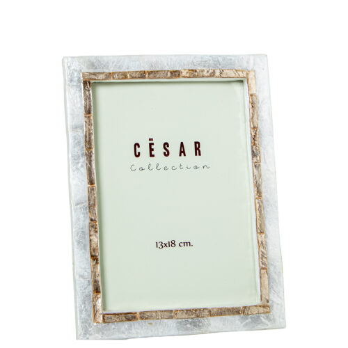 PORTAFOTOS NACAR 13X18CM NATURAL C/RECT. TOSTADO MARCO FINO