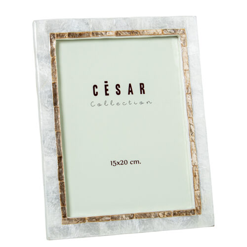 PORTAFOTOS NACAR 15X20CM NATURAL C/RECT. TOSTADO MARCO FINO