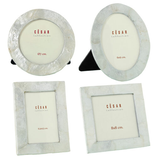 SET 4 MINI PORTAFOTOS NACAR NAAL C/RECT. TOSTADO MARCO FINO