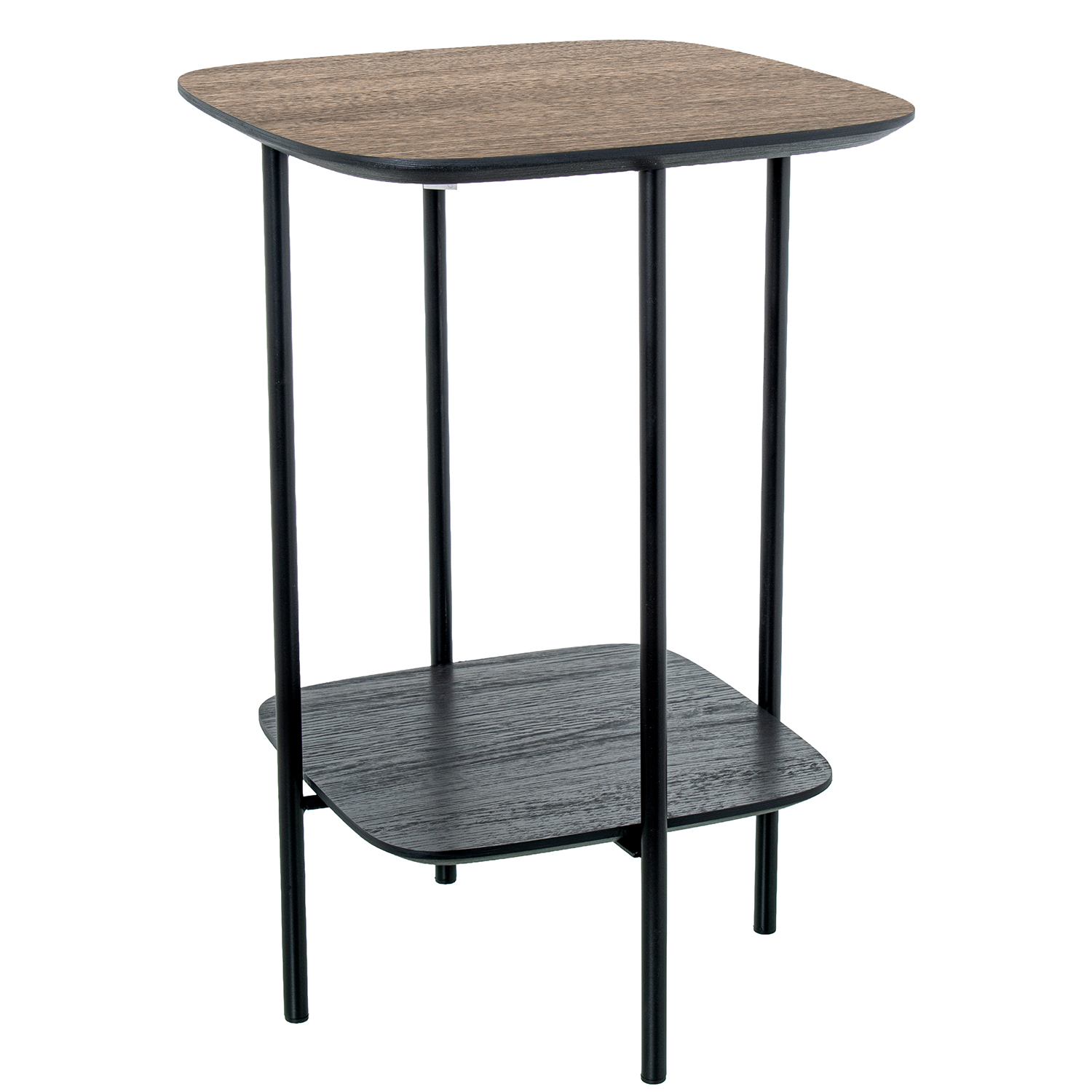 MESA AUXILIAR ACABADO MADERA PPATAS METAL NEGRO
