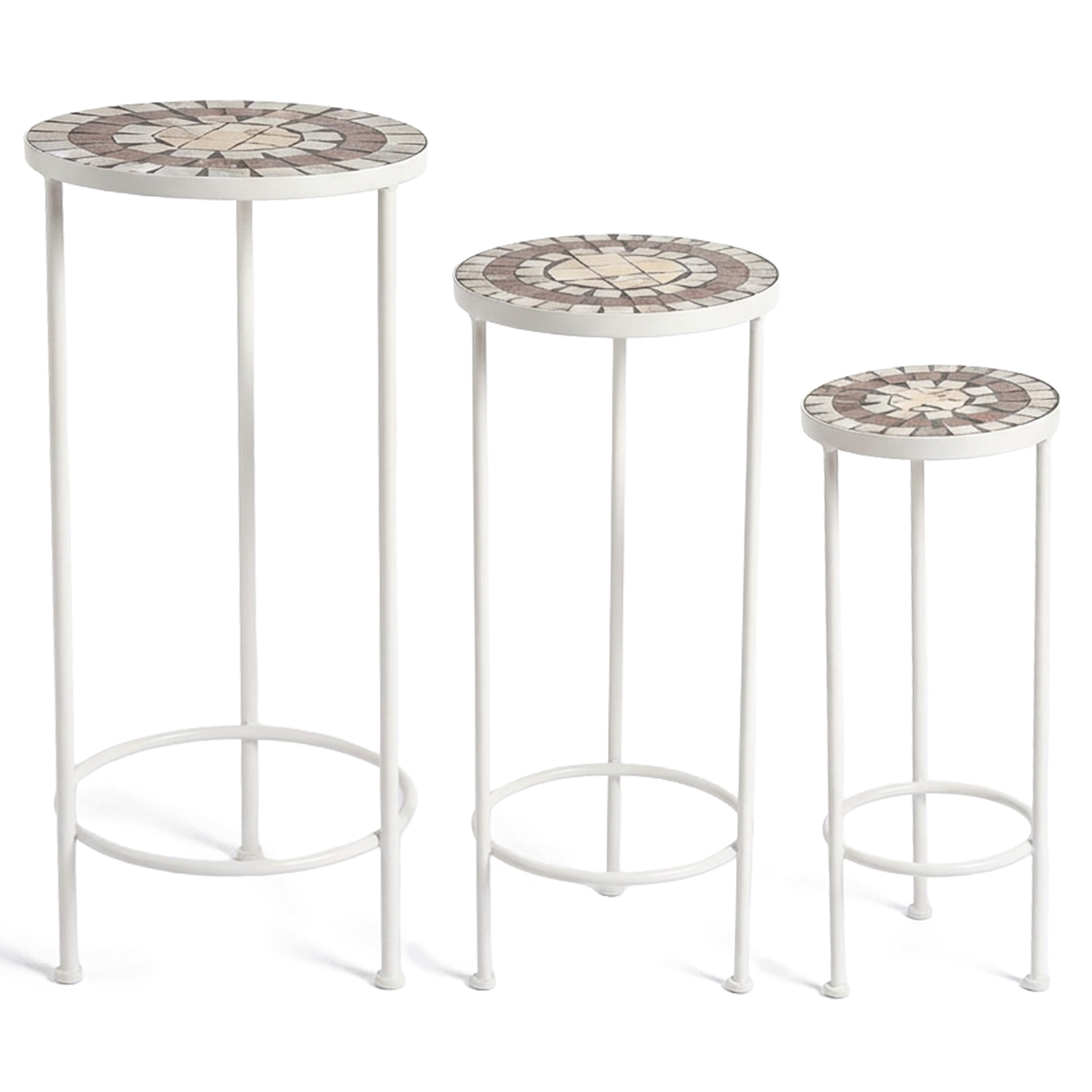 SET 3 PEDESTALES PIEDRA/METALNEGRO