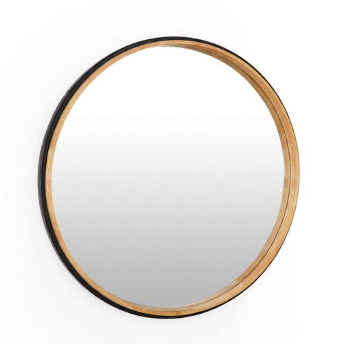 ESPEJO PARED MADERA ø80CM NATUTURAL NOGAL RECTANGULAR