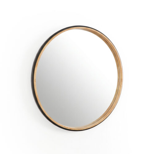 ESPEJO PARED MADERA ø60CM NATURAL/NOGAL CAUCHO+DM