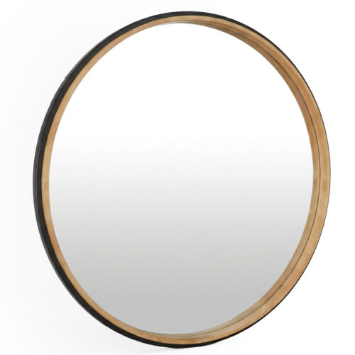 ESPEJO PARED MADERA ø100CM NATRAL/NOGAL REDONDO CAUCHO+DM