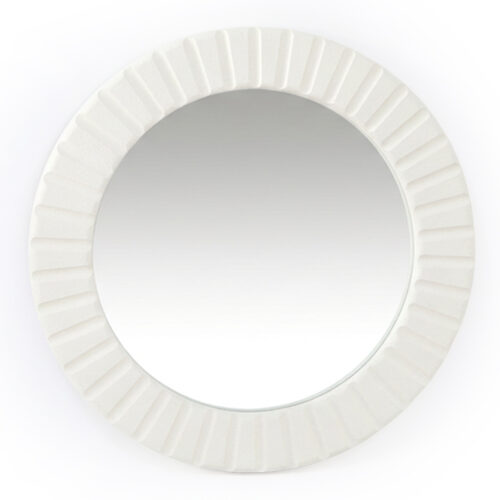 ESPEJO PARED ø80CM MADERA DM BM CREMA EFECTO PIEDRA