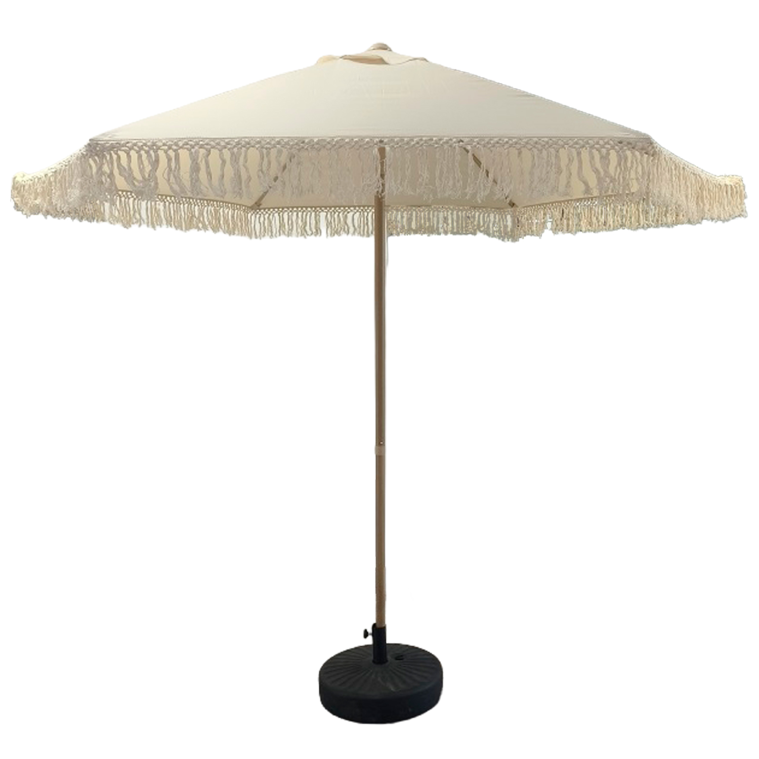 PARASOL ACERO/POLIÉSTER CON FLEFECTO MADERA
