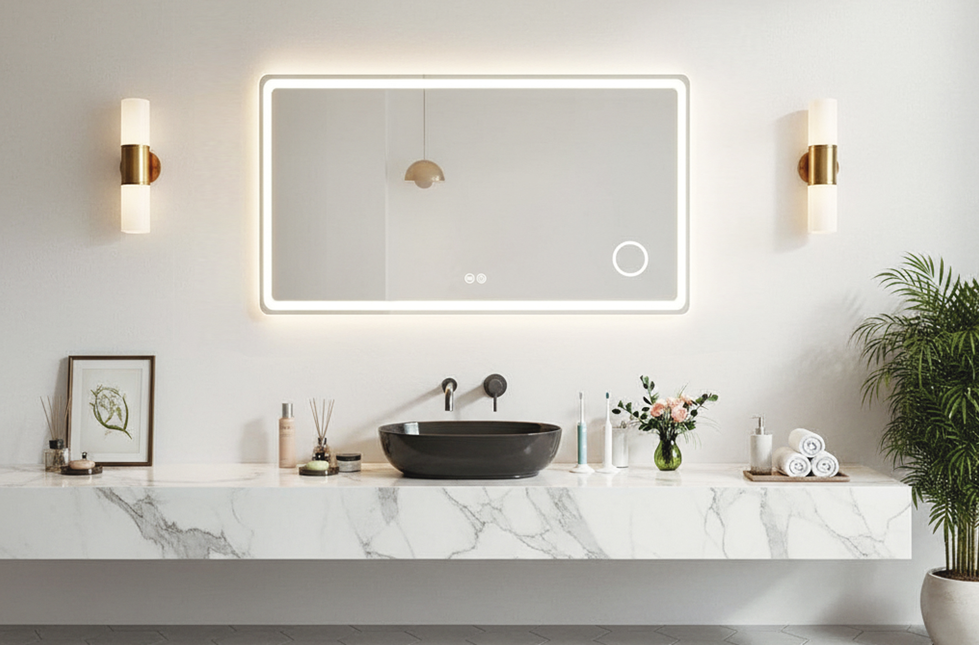 ESPEJO PARED CON ILUMINACION LED Y LUPA DE AUMENTO WATERPROOF 100 x 70 CM. - Imagen 2