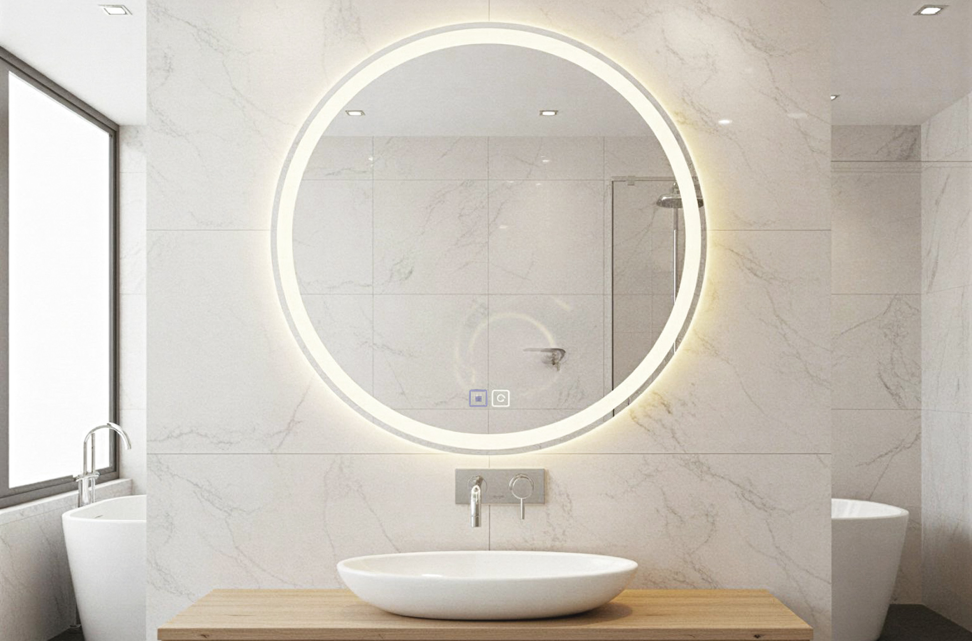 ESPEJO REDONDO CON ILUMINACION LED WATERPROOF 60 CM ANTIVAHO - Imagen 2