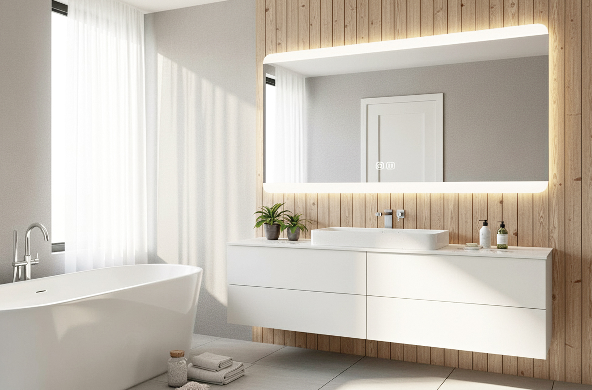 ESPEJO PARED CON ILUMINACION LED Y FUNCION ANTIVAHO SQUARE 130 x 80 CM. - Imagen 2