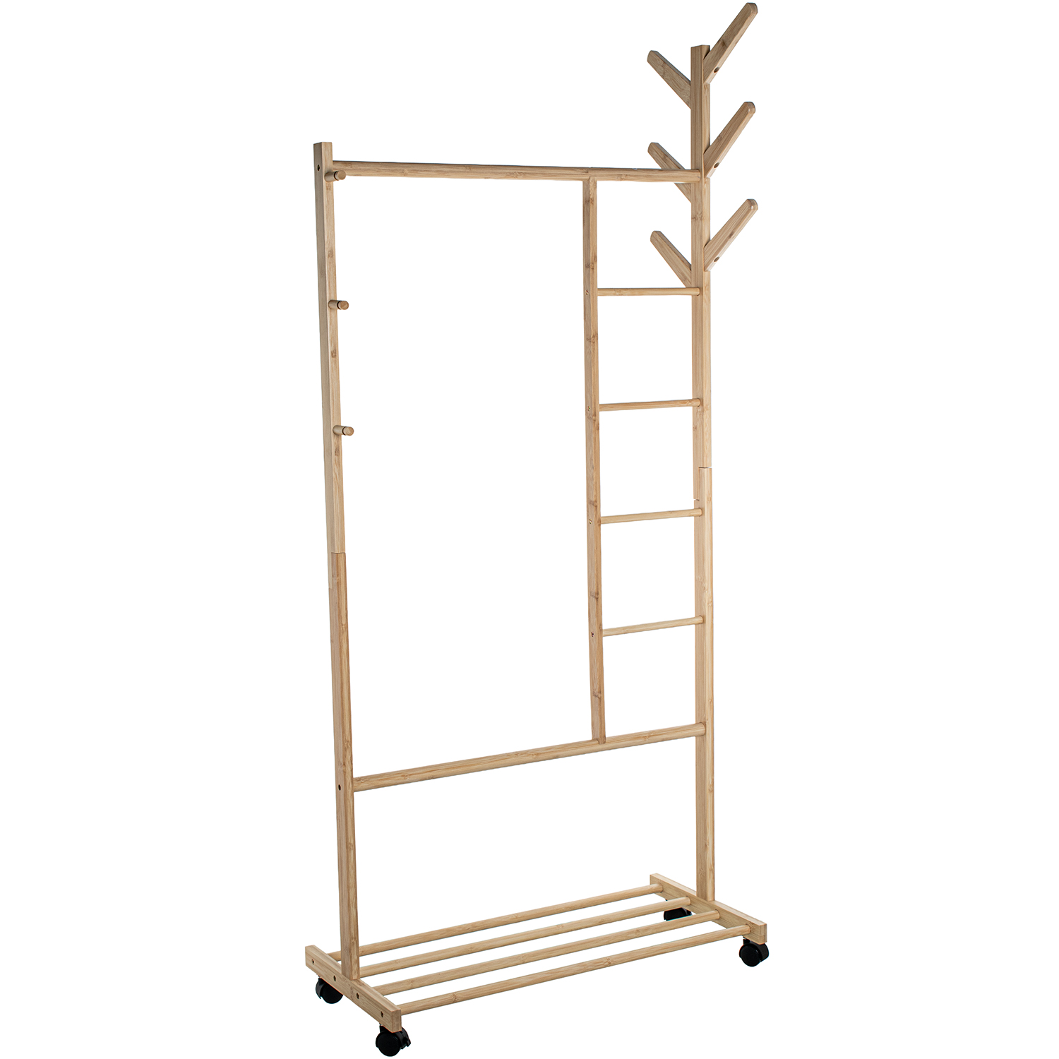 PERCHERO BURRO MADERA NATURALURAL C/4 CESTOS METAL+ CAJÓN