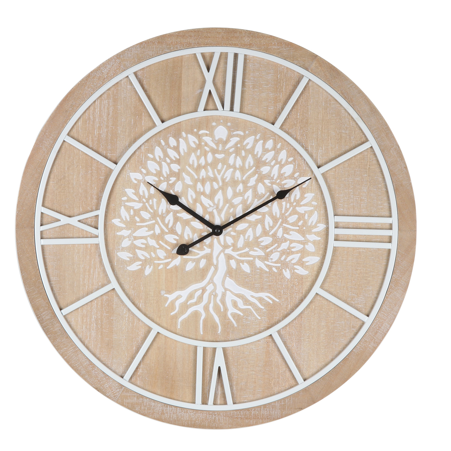 RELOJ PARED ø60CM MADERA DM ÁRBOL DE LA VIDA NATURAL/NEGRO