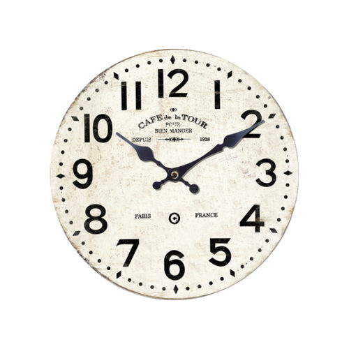 RELOJ PARED ø29CM MADERA DM ESFERA DE CRISTAL