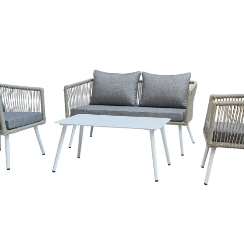 CONJUNTO DE EXTERIOR TIRRENO ALUMINIUM GRIS / RATTAN