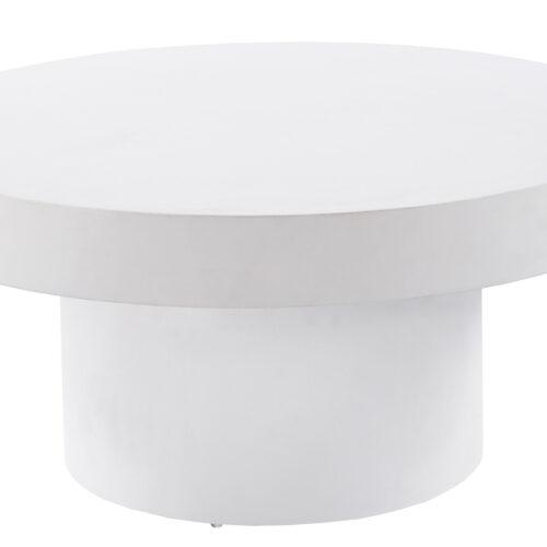 MESA BAJA REDONDA 90 CM MICROCEMENTO BLANCO