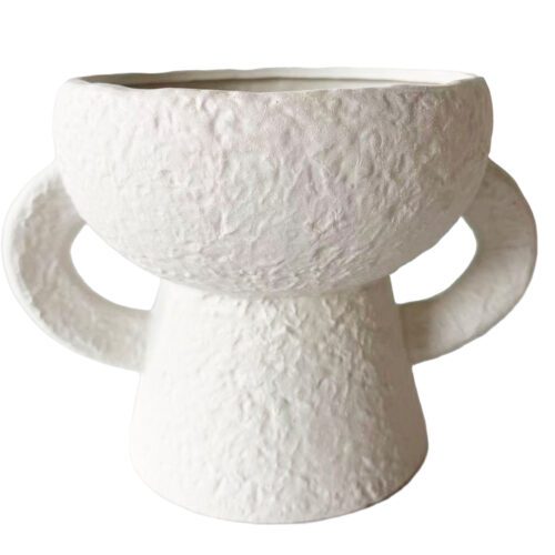 JARRÓN CERÁMICA BLANCO C/ASAS