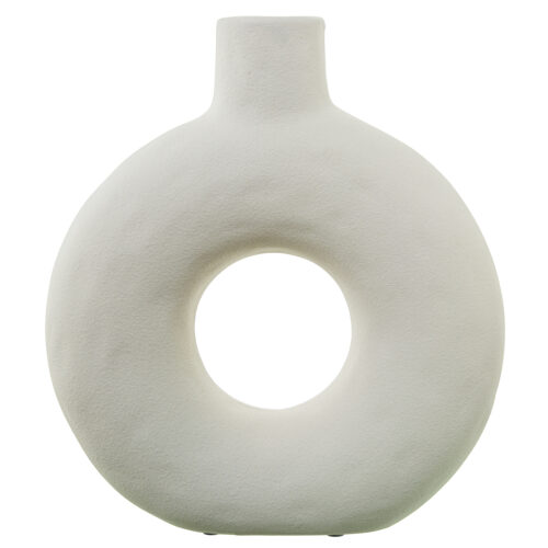 JARRON CERAMICA AGUJERO 30CM CREMA